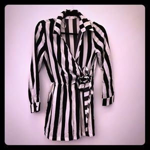 Missguided Wrap Front Stripe Romper